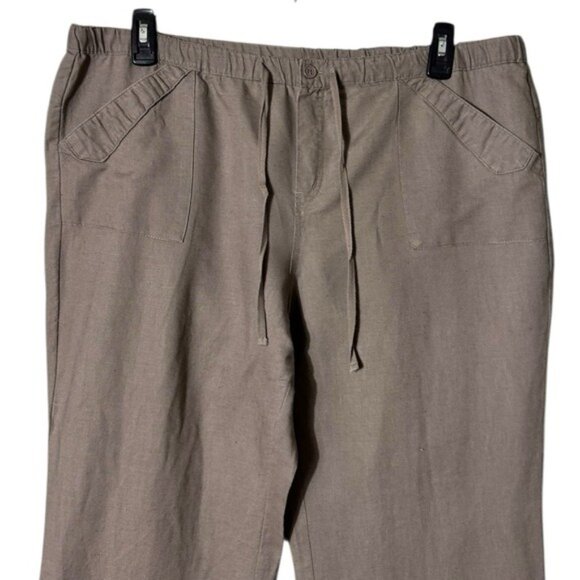 New York & Co Womens Linen Pants Size XL Wide Leg Pull On Beachy Lagom Brown - Picture 2 of 8